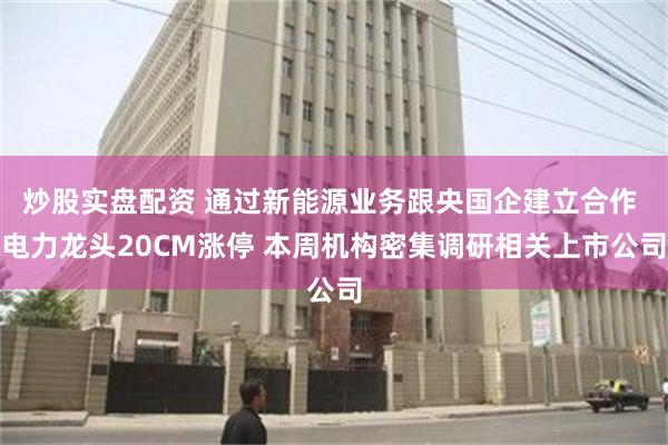 炒股实盘配资 通过新能源业务跟央国企建立合作 电力龙头20CM涨停 本周机构密集调研相关上市公司