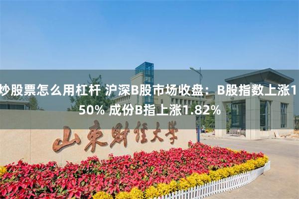 炒股票怎么用杠杆 沪深B股市场收盘：B股指数上涨1.50% 成份B指上涨1.82%